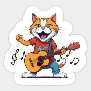 Cute Cat Guitar Sticker